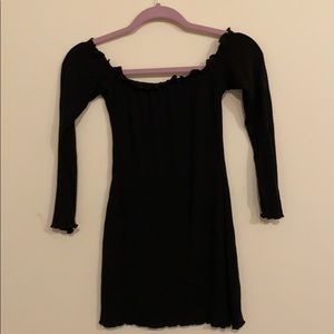 Off the shoulder mini little black dress